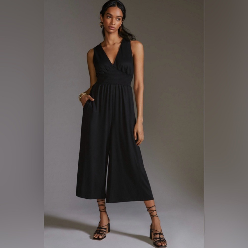 Hutch Anthropologie Black Sleeveless V-Neck Wide leg Jumpsuit Size Small NWT